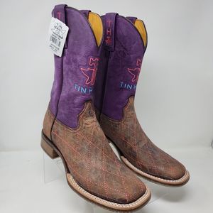 Tin Haul Western Boots Womens 9.5 B Rodeo Sweetheart Cowgirl Embroidered Leather